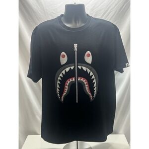 A Bathing Ape Bape T Shirt Logo Crystal Zipper Embroidered Design Black XXL rare